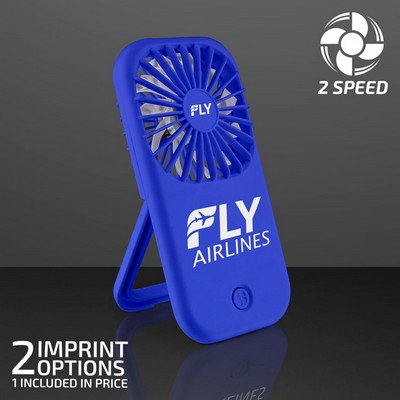 Blue Fan with Kickstand, 2-Speed, Non-Light Up - PRINTED