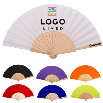 Full Color Folding Bamboo Handheld Fan