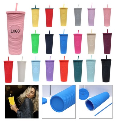 24oz Double-layered Durian Cup With Straw