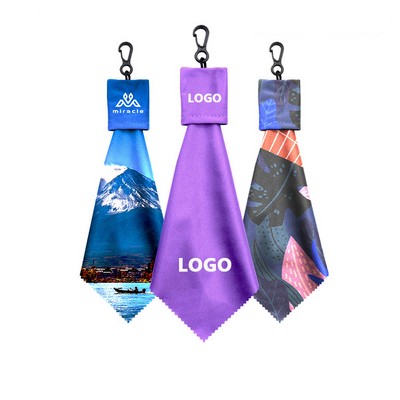 Custom Portable Eyeglasses Cleaning Microfiber Cloth w/ Keychain Pouch