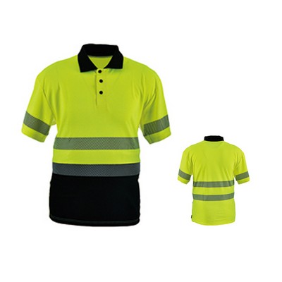 Front Colorblock Safety Polo Short Sleeve Reflective Shirt