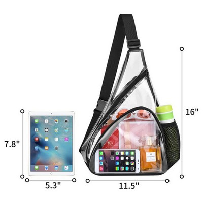 16" Transparent Shoulder Crossbody Backpack Chest Casual Daypack for Men and Women