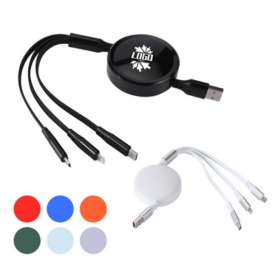 Retractable 3-in-1 Charging Cable with Multiple Lengths