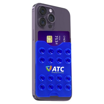 UV Printed Silicone Suction Cup Phone Card Holder With Adhesive Backing