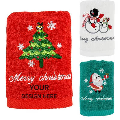 Pure Cotton Embroidered Christmas Theme Towel