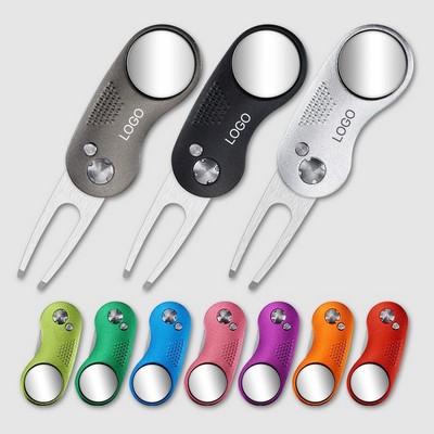 Golf Divot Tool Folding Metal Aluminum Handle