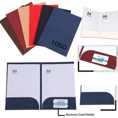 A4 Kraft Paper Dual-Slot File Organizer with Business Card Holder