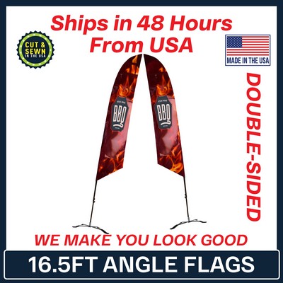 16.5' Angle Flag - Double Sided w/Black X Base - Made in the USA