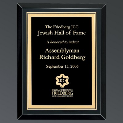 Ebony Piano Finish with Black Mirror Glass, LaserFX w/Gold Florentine, Large (9"x12")