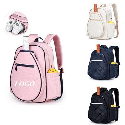 Quilted Pickleball Backpack With Shoe Compartment
