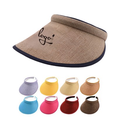 Cotton And Linen Wide Brim Summer Sun Visor
