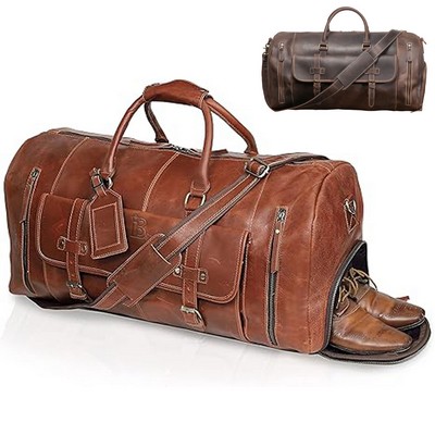 35L Genuine Leather Travel Duffle Bag