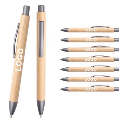 Bamboo Click Ballpoint Pen Leak-Proof Eco Friendly Smooth Writing Pen