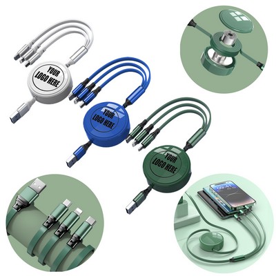 100W Fast-Charging Telescopic 3-in-1 TPE Data Cable