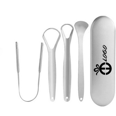 Stainless Steel Tongue Cleaner Set Oral Care Tool