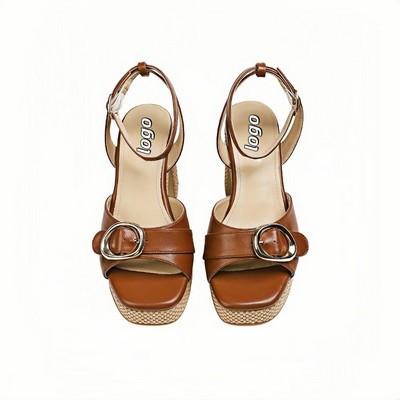 Women's Waterproof Rubber Slide Sandal with Chunky Heel