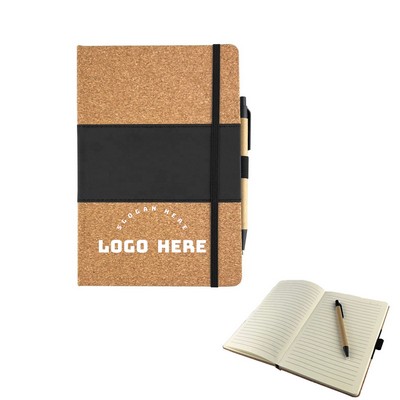 A5 Natural Cork Hard Cover Notebook With Pen