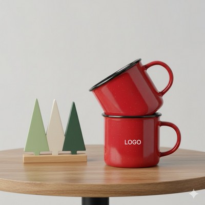 Vintage Red Ceramic Mug Christmas New Year Coffee Cup Festive Holiday Ceramic Mug 300ml