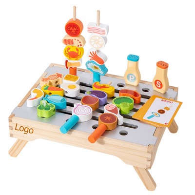 Kids Wooden Play Barbecue Toy Grill
