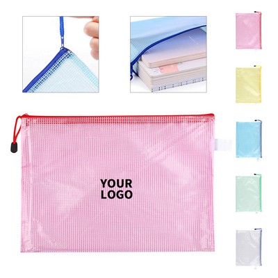 PVC Reinforced Mesh Document Sleeve With Zipper