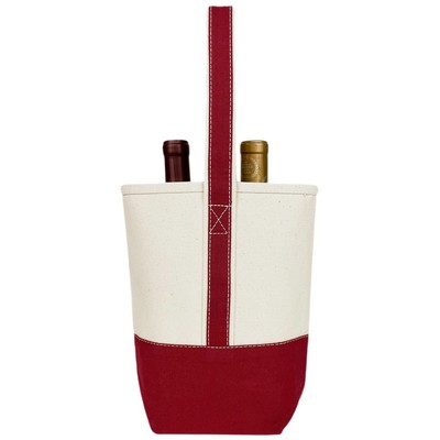 Blank 2 Bottle Premium 16 oz Canvas Wine Tote Bag | Travel Gift Carrier Maroon (8.5x10x3.5)