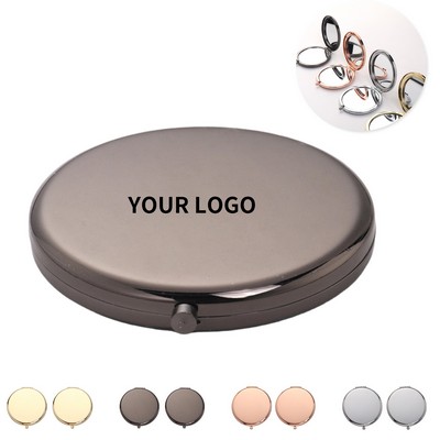 Metal Mini Travel Makeup Mirror With Push Button Switch Clear Reflection