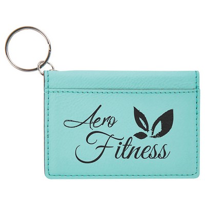 Teal Keychain ID Holder, Laserable Leatherette