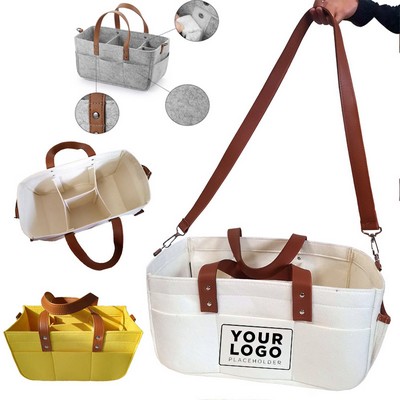 Multiple Compartments Felt Baby Diaper Caddy Organizer