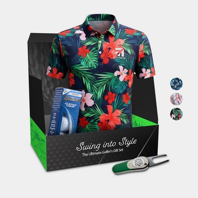 YATTA Golf® Blossom Men's Polo Shirt, Srixon® Golf Balls & Pitchfix® Icon Divot Tool Gift Set