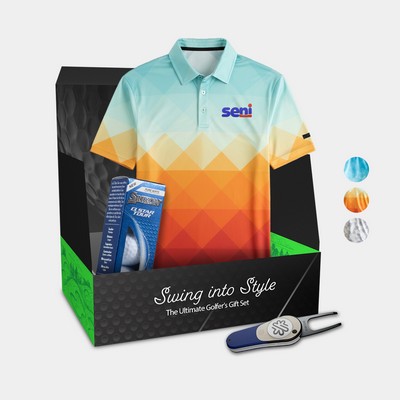 YATTA Golf® Abstract Men's Polo Shirt, Srixon® Golf Balls & Pitchfix® Icon Divot Tool Gift Set