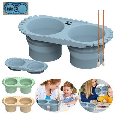 Custom Dual-Compartment Paint Brush Cleaner Silicone Rinse Cup