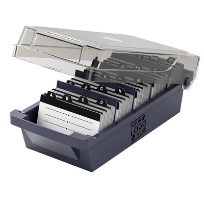 Large Plastic Business Card Organizer Box Lid Office Home