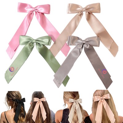 Long Ribbon Cheer Hair Bow Clips