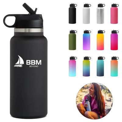 32oz Stainless Steel Insulated Bottle w/ Foldable Straw