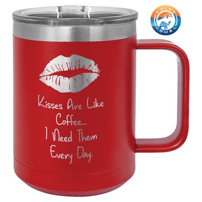 Red Polar Camel 15 oz Coffee Mug Vacuum Insulated with Slider Lid- Laser Engraved
