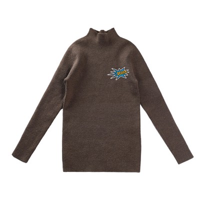 Custom Logo Seamless Knit Turtleneck Sweater