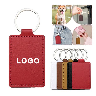 Rectangular PU Leather Keychain Rings