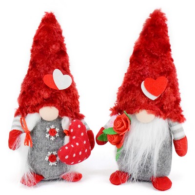 Romantic Valentine's Gnome Handmade "Rose & Heart" Rudolf Elf Creative Love Messenger Plush