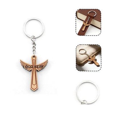 Eco-Wooden Cross Keyring