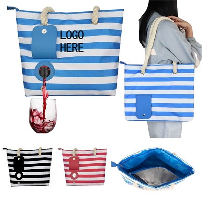 Large-Capacity Insulated Wine Tote With Shoulder Strap & Rapid-Chill Function