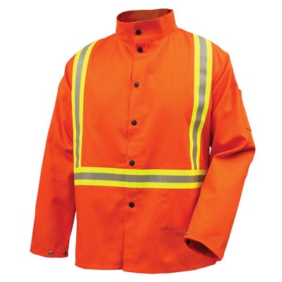 Black Stallion JF1010-OR 9 OZ FLAME RESISTANT COTTON 30" JACKET WITH TRIPLE REFLECTIVE