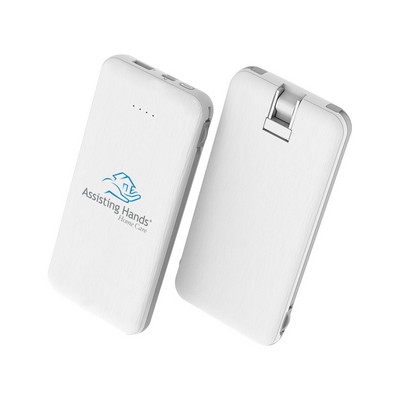 Portable Charger with Built-in AC Plug and Cables, All in One 10000mAh Ultra Slim Power Bank