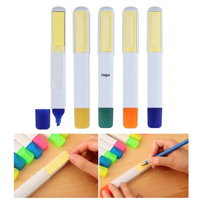 Highlighter Pen with Attached Sticky Notes
