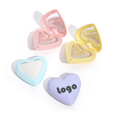 Heart Mirror Massage Comb: Portable Styling with Airbag Teeth & Rabbit Ears