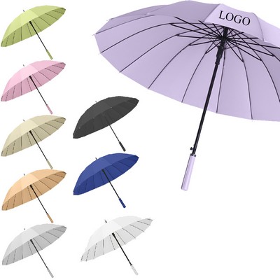 16 Ribs Automatic Straight Umbrella With PU Handle