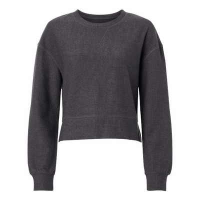 BOXERCRAFT Women's Ribbed Knit Cropped Boxy Crew Shirt