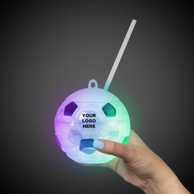 Soccer Ball Light Up Cup with Lid and Straw(Pad Print)