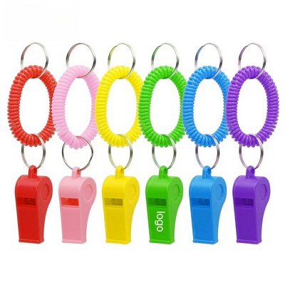 Colorful Plastic Whistle with Coil Wristband