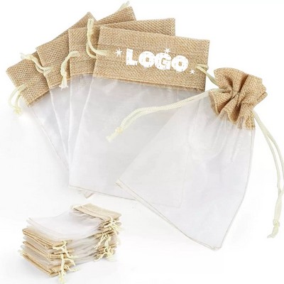 Organza & Linen Drawstring Pouch