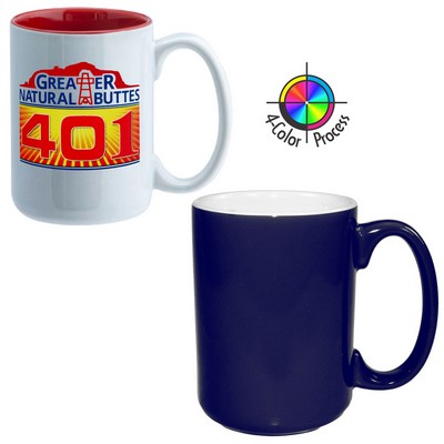 15 Oz. Cobalt Blue & White Two Tone El Grande Mug - Dishwasher Safe - 4 Color Process